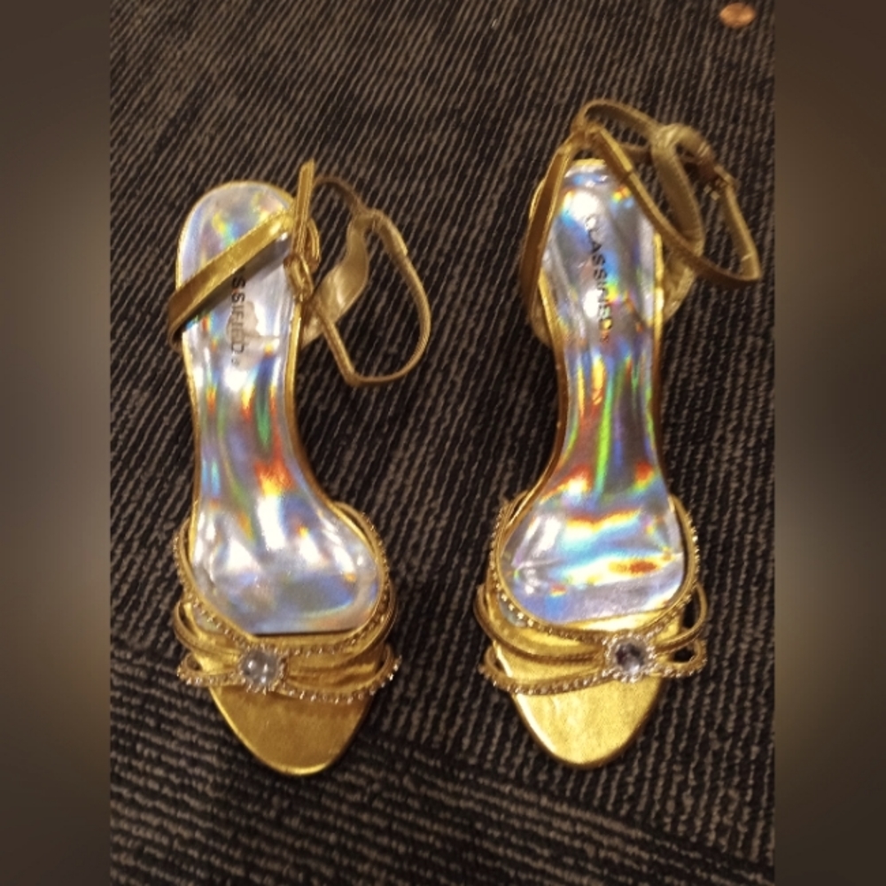 Gold strappy heals